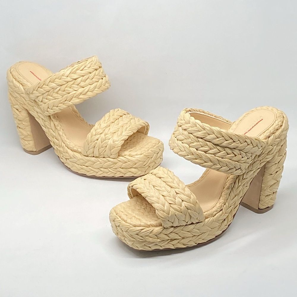 Bottega Veneta Trinity Weave Raffia Platform Sandals size 38